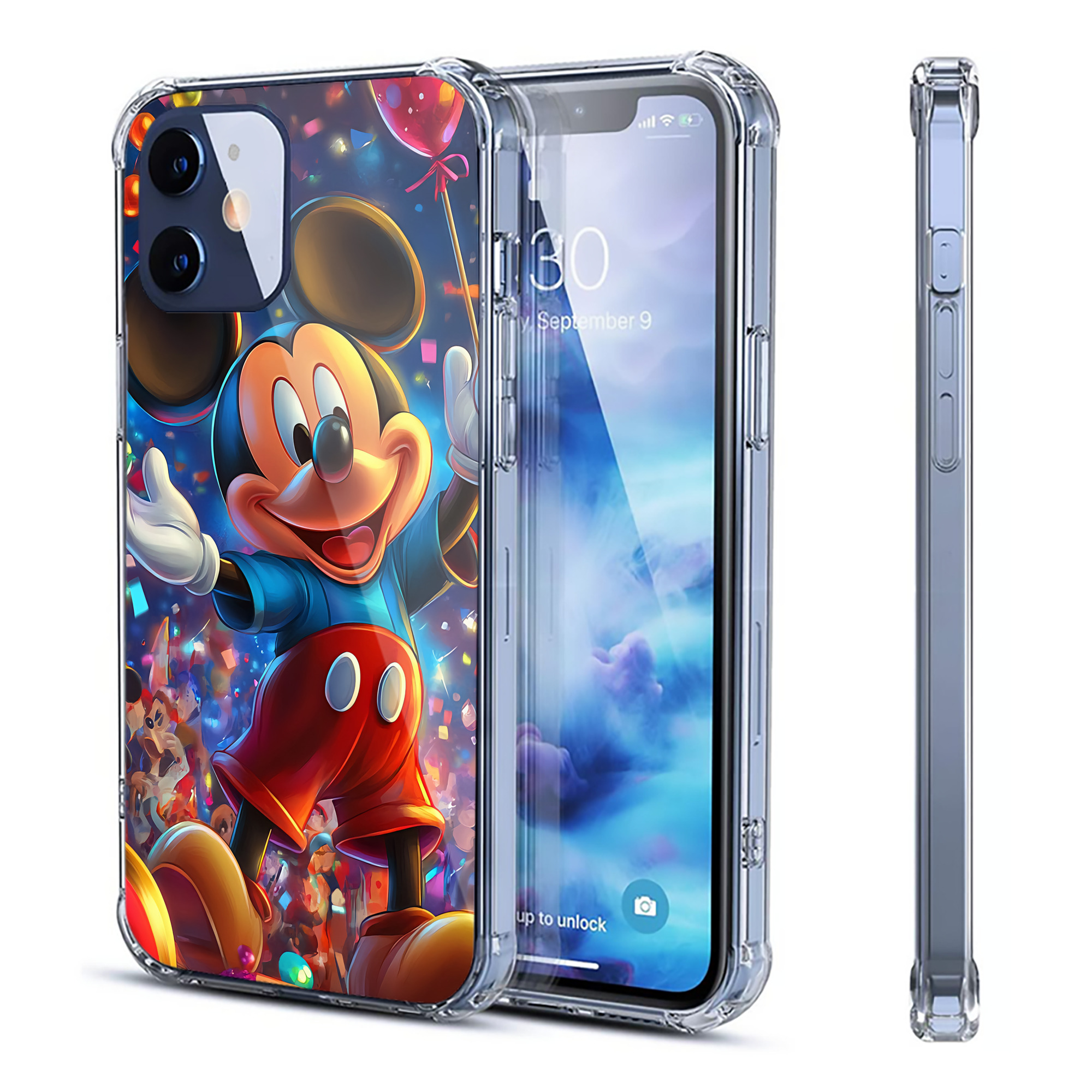 （画像用） ミッキーマウス Mickey Mouse 【iPhone 12シリーズ対応】透明スマホケース（クリアソフトケース）